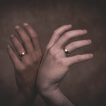 Modern alternative wedding rings in 14k Yellow Gold