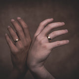 Modern alternative wedding rings in 14k Yellow Gold