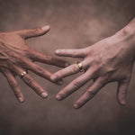 Modern alternative wedding rings in 14k Yellow Gold