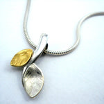 Silver and Gold Pendant: Beautifully handcrafted Leaf design